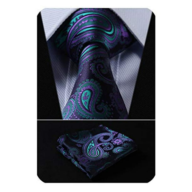 Floral Paisley Design Neck tie and Pocket Square Hankie Set Formal Party Wedding